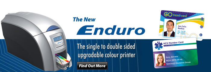 The New Enduro, The single to double sided updradable colour printer, Find Out More.